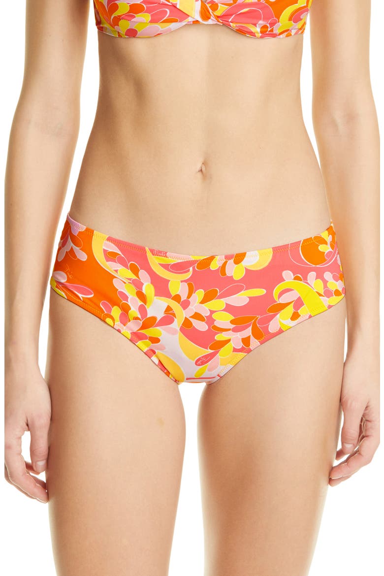 Lily Print Bikini Bottoms, Main, color, CORAL YELLOW