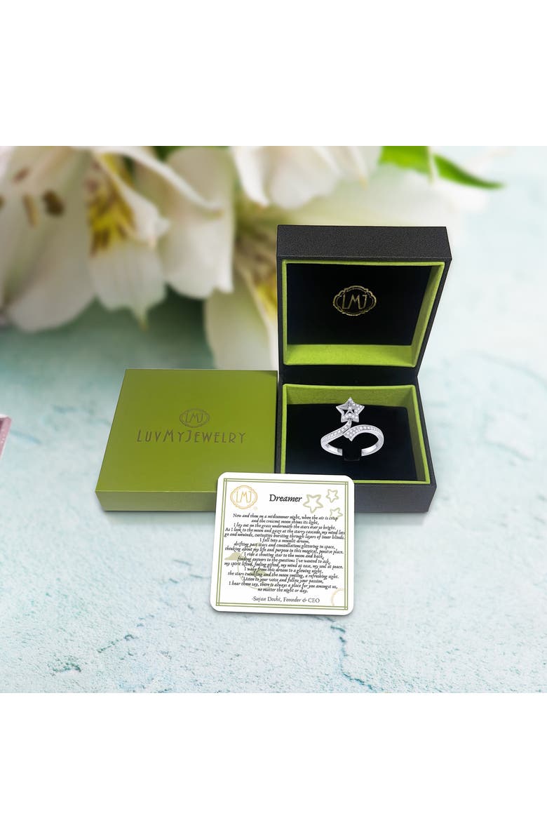 LuvMyJewelry Lucky Star Twist Sterling Silver Diamond Ring, Alternate, color, 