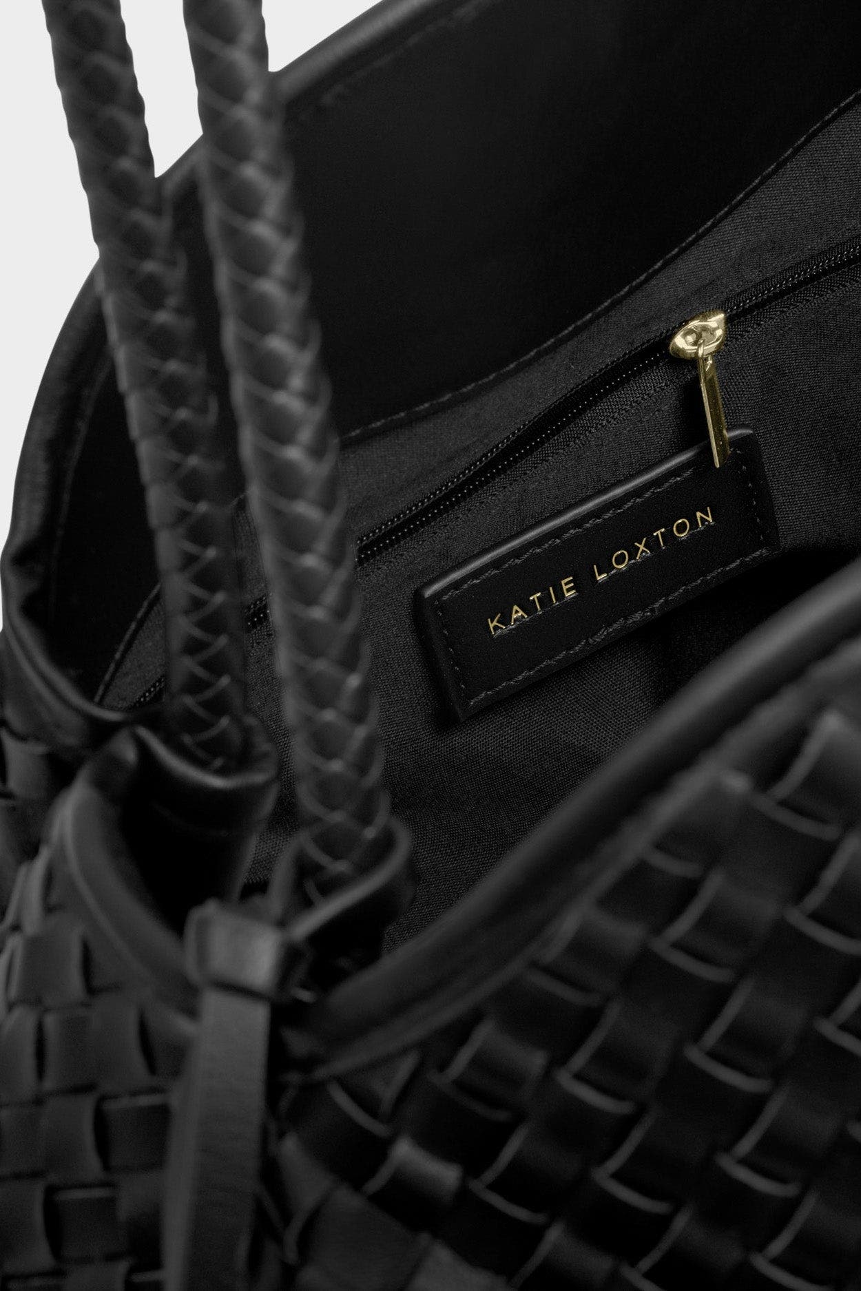 Katie Loxton Nova Hand Woven Large Shoulder Bag in Black, Alternate, color, Black