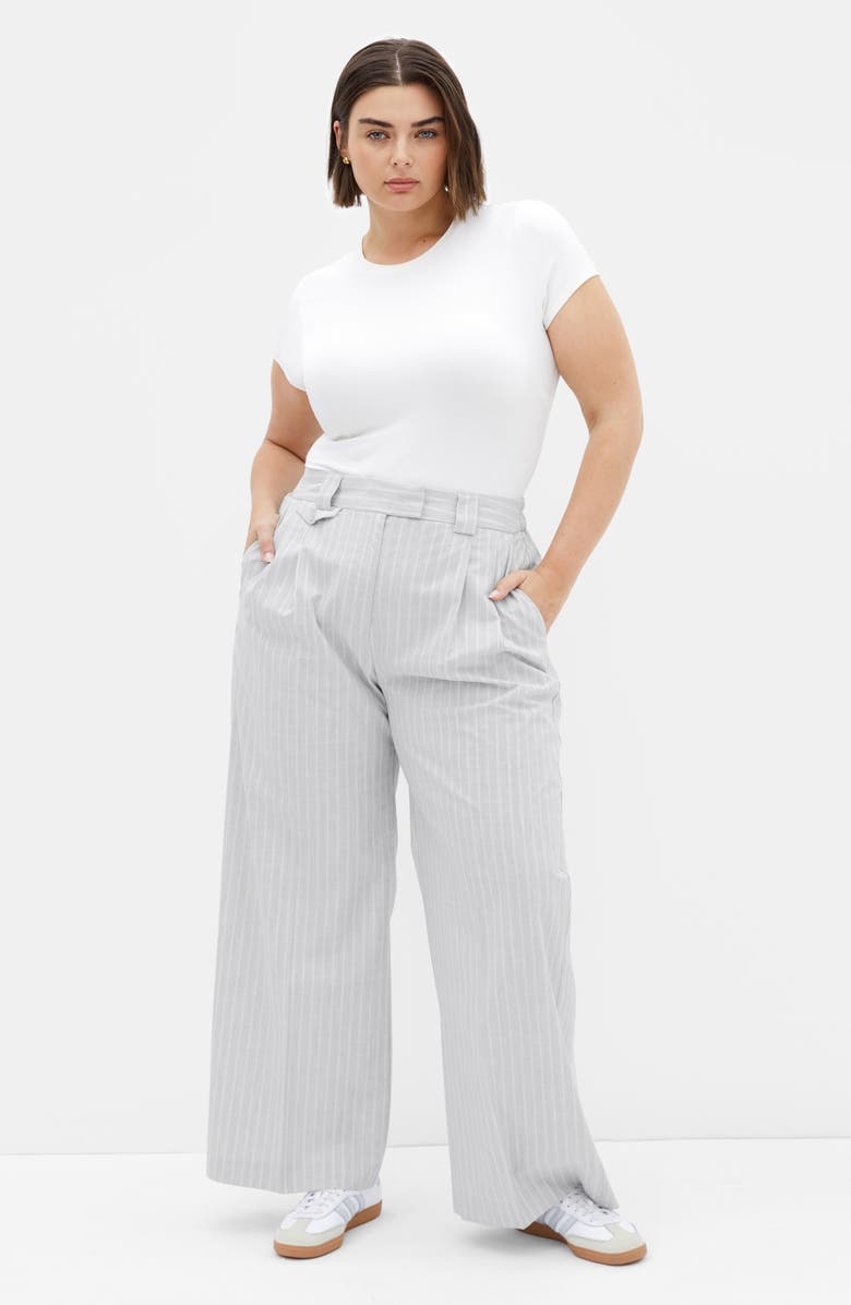 City Chic Jazmin Pants, Alternate, color, Silver Stripe
