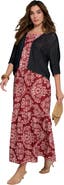 Roaman's Plus Size Crochet Open Front Flare Sleeve Shrug Cardigan