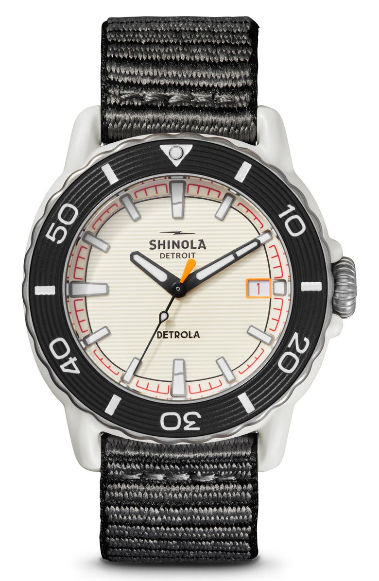 Shinola Sea Creatures Woven Strap Watch, 40mm, Main, color, 
