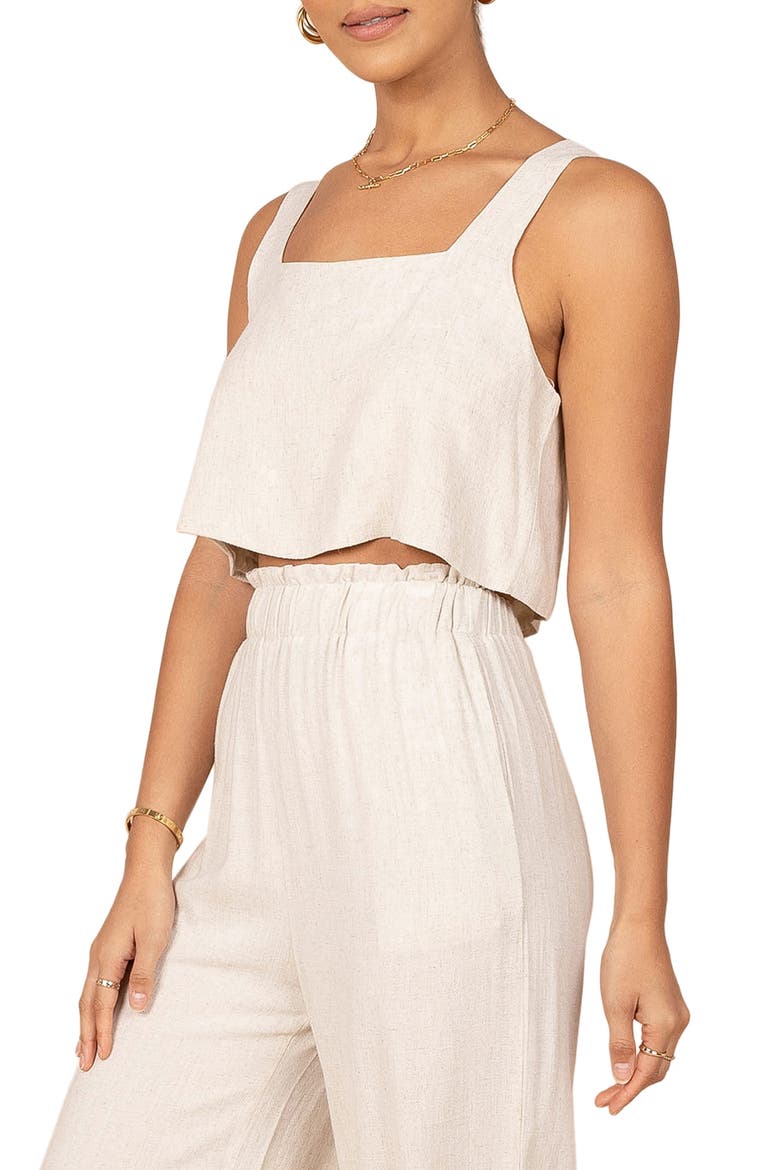 Eleanor Linen Crop Tank, Alternate, color, BEIGE