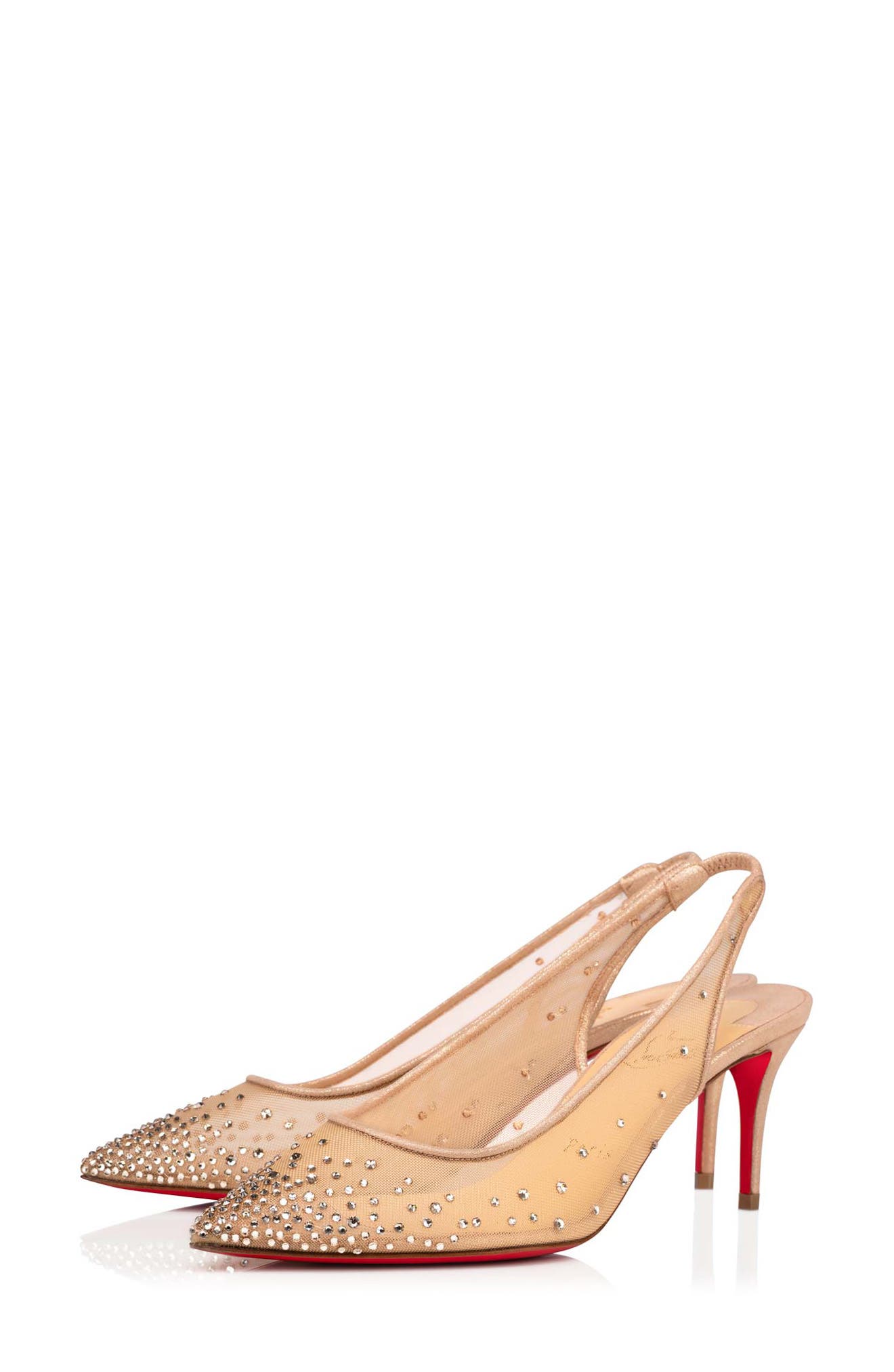 Christian Louboutin Follies Crystal Embellished Slingback Pump, Main, color, Silk