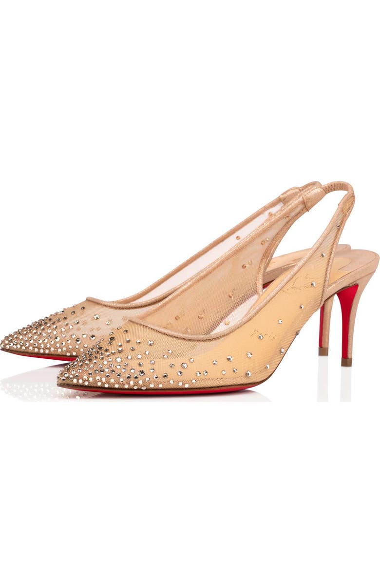 Christian Louboutin Follies Crystal Embellished Slingback Pump, Main, color, Silk