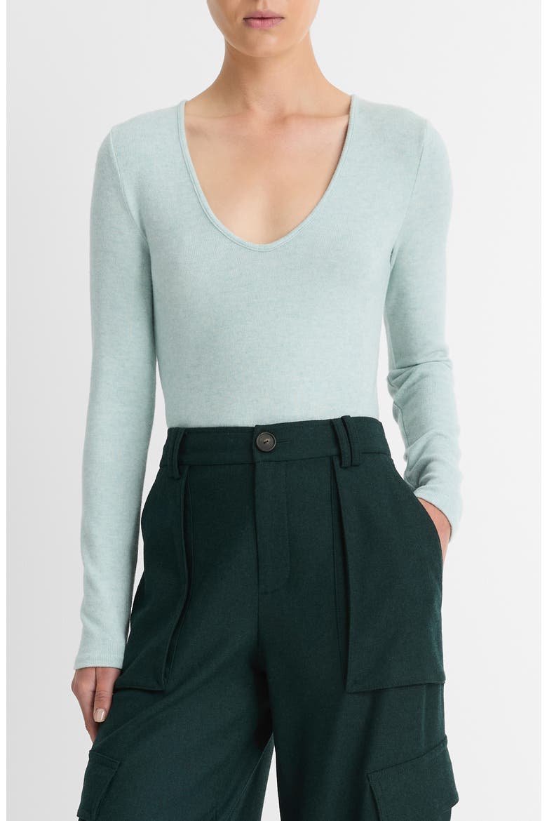 V-Neck Knit Top, Main, color, 493HAQ-H AQUA MINERAL
