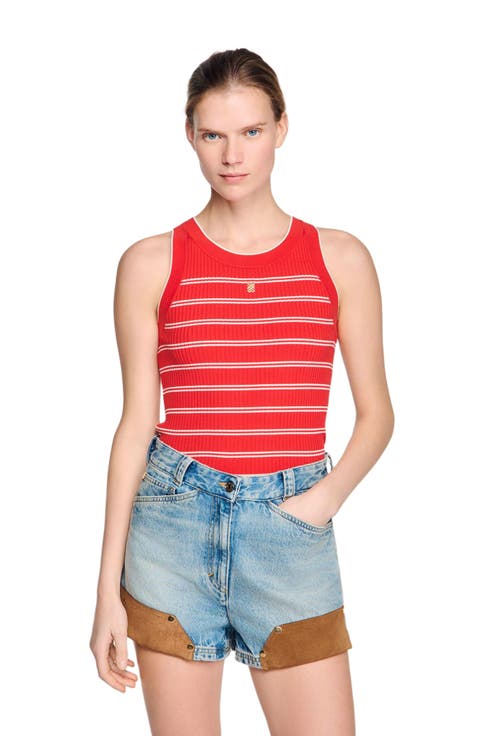 Striped knit vest top