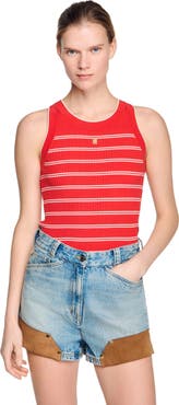 SANDRO Striped knit vest top