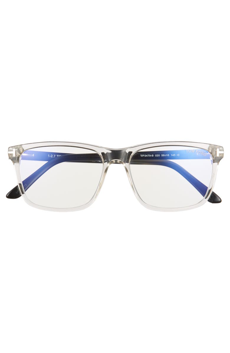 TOM FORD 56mm Blue Block Optical Glasses, Alternate, color, Grey/ Striped Blue