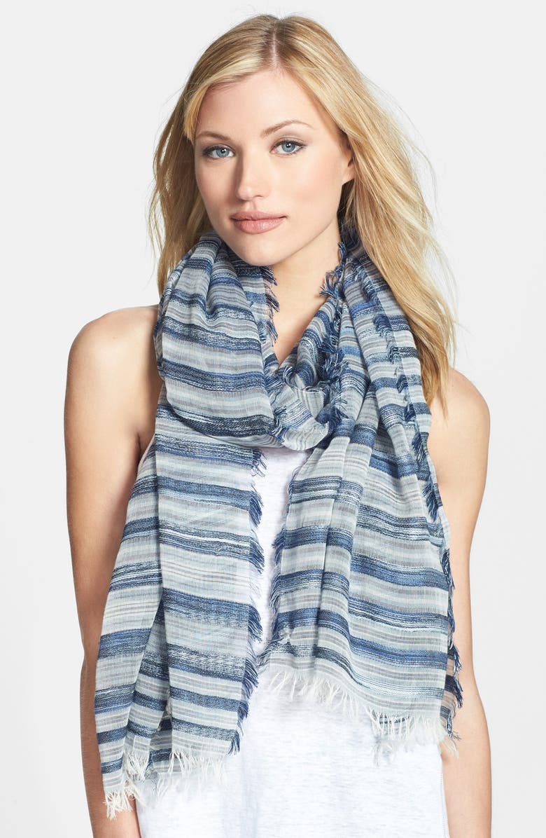 Eileen Fisher Stripe Scarf, Main, color, Denim