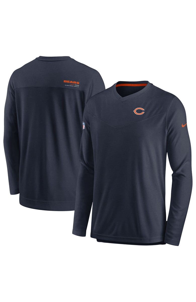 Nike Men's Nike Navy Chicago Bears Sideline Coach Chevron Lock Up Long Sleeve V-Neck Performance T-Shirt, Main, color, Navy
