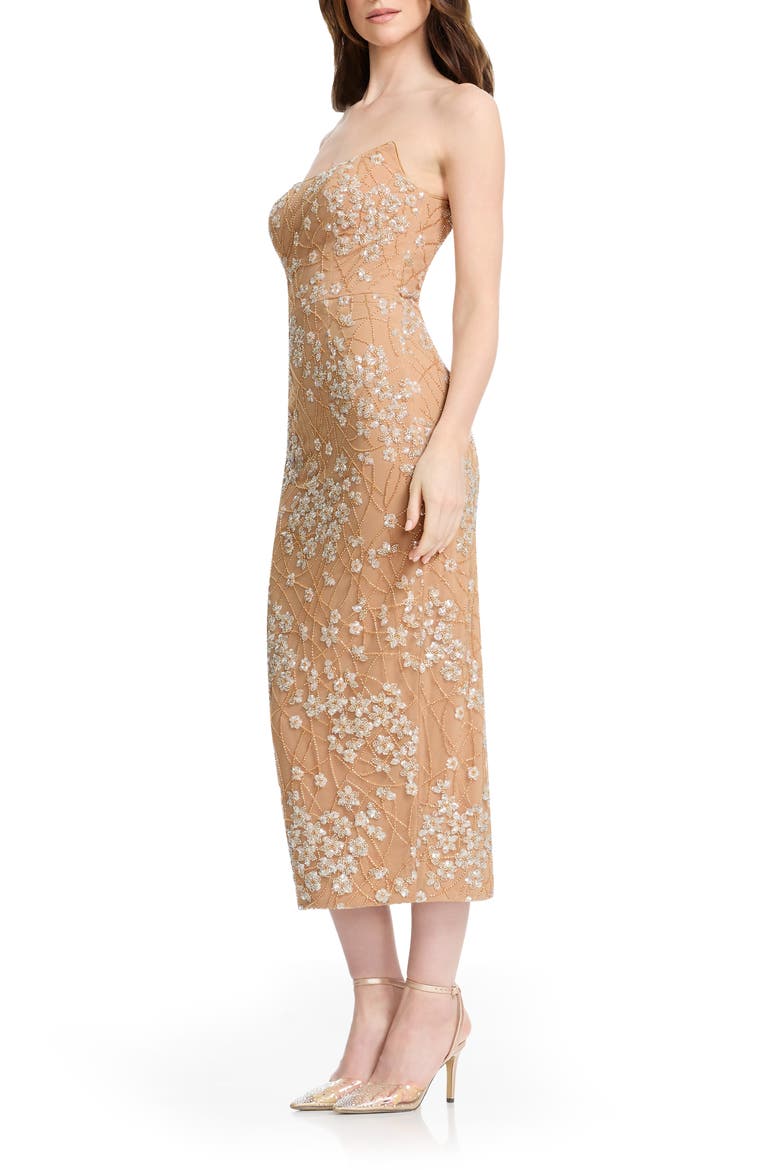 Cosette Beaded Floral Cocktail Sheath Dress, Alternate, color, CHAMPAGNE MULTI
