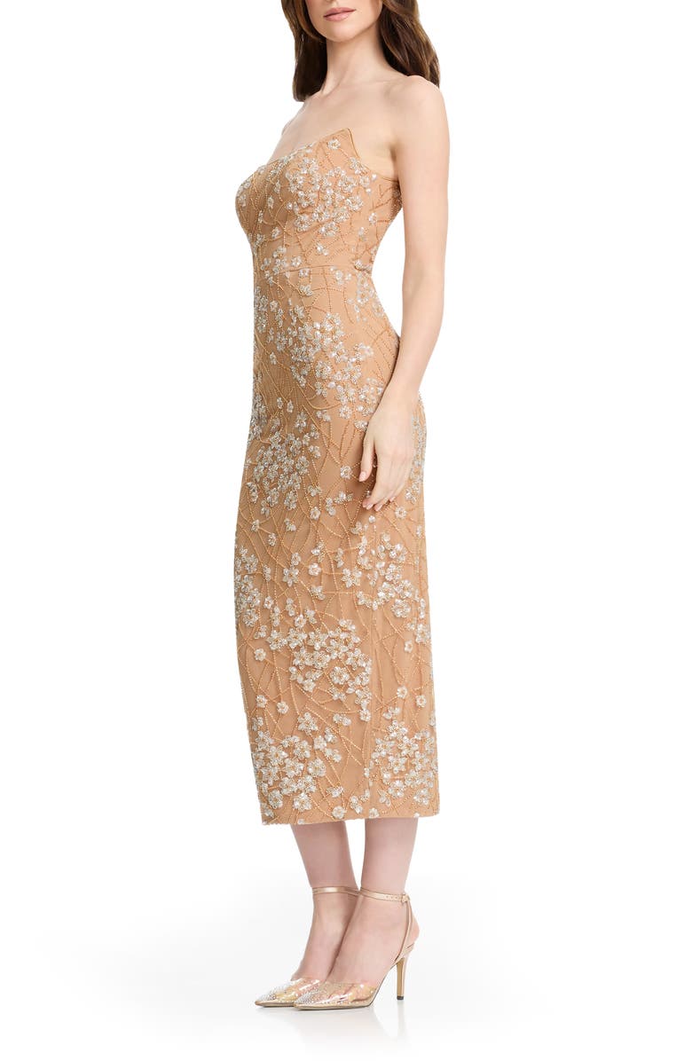 Dress the Population Cosette Beaded Floral Cocktail Sheath Dress, Alternate, color, Champagne Multi