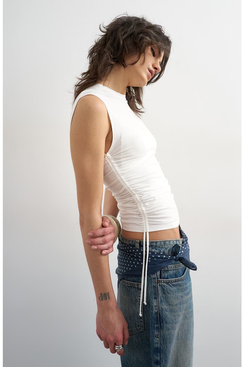 Ruched Drawcord Tank, Alternate, color, IVORY
