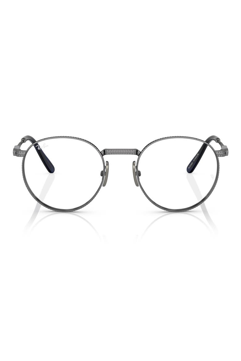 0RX8237V 47mm Small Round Optical Glasses, Main, color, GUNMETAL