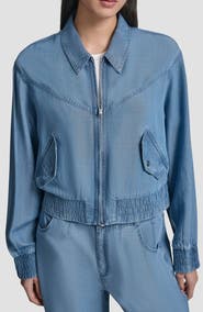 DKNY Front Zip Chambray Bomber