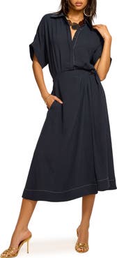 Ramy Brook Sonnet Embroidered Midi Shirtdress