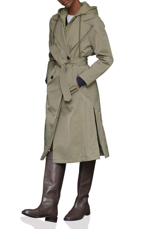 Avec Les Filles Double Breasted Trench With Hooded Quilted Bib