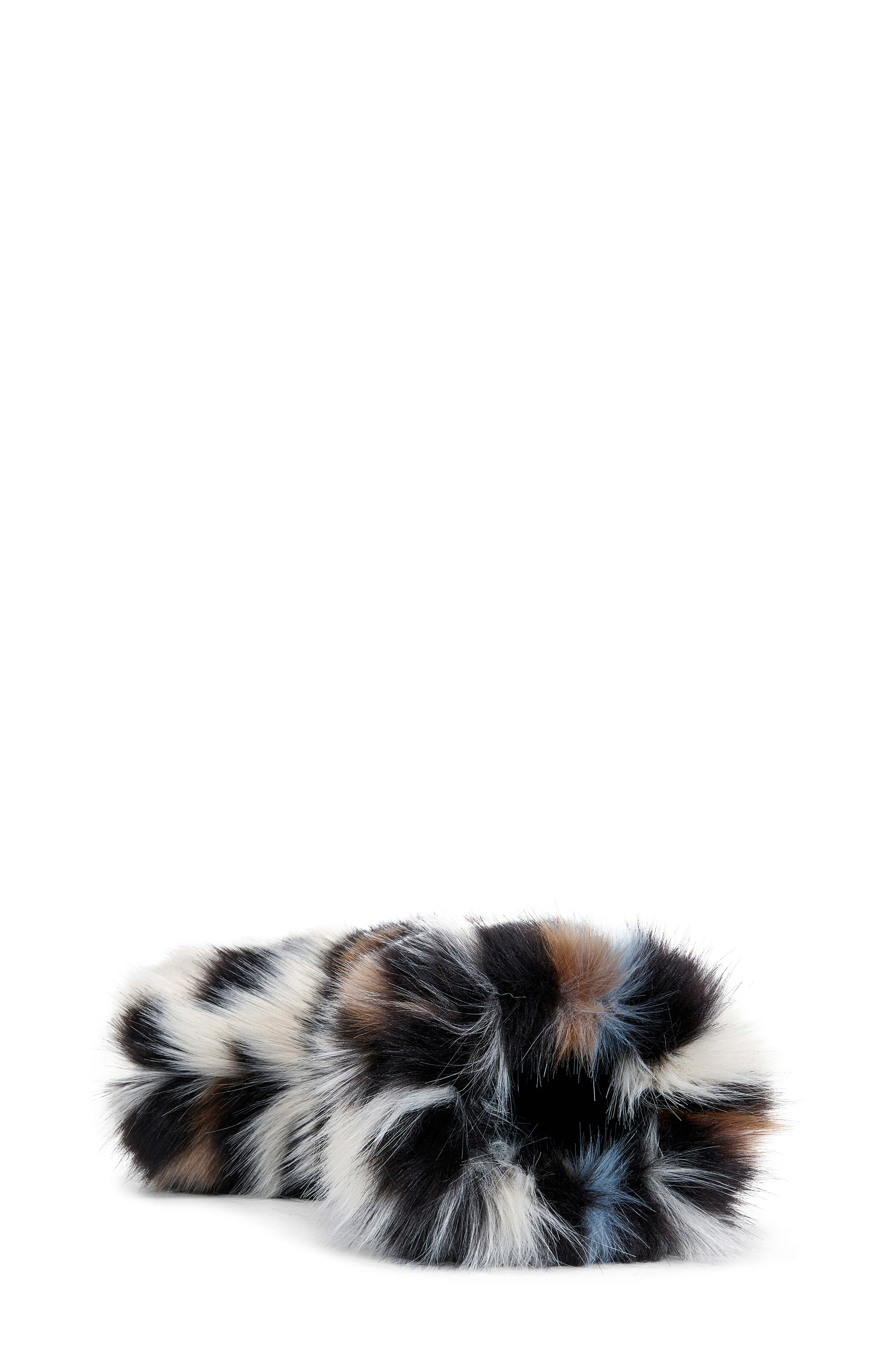 AZALEA WANG Albert Leopard Print Faux Fur Bootie, Alternate, color, White Multi