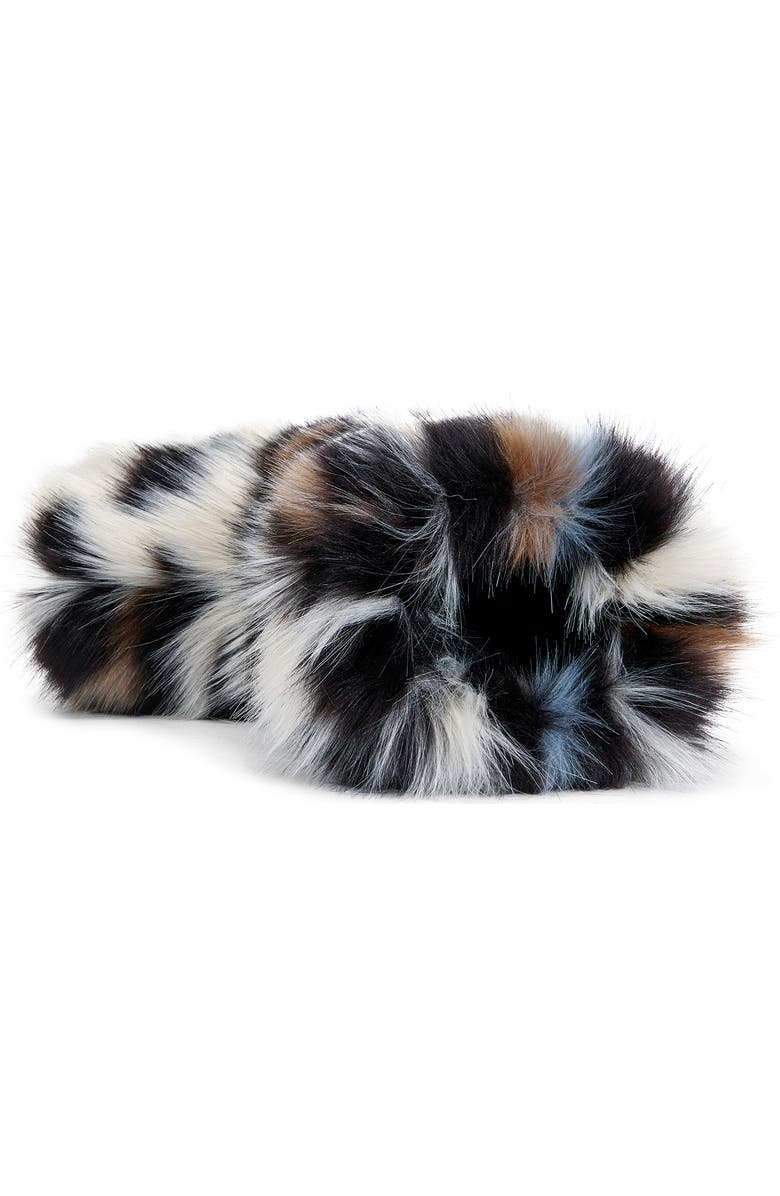 AZALEA WANG Albert Leopard Print Faux Fur Bootie, Alternate, color, White Multi