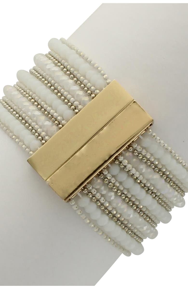 OLIVIA WELLES Shannon Beaded White Crystal & Resin Multi Strand Bracelet, Alternate, color, 