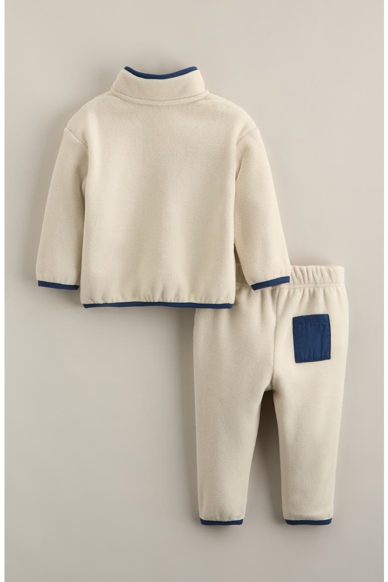 Cozy Fleece Sweater & Pants Set, Alternate, color, BEIGE OATMEAL- NAVY DENIM