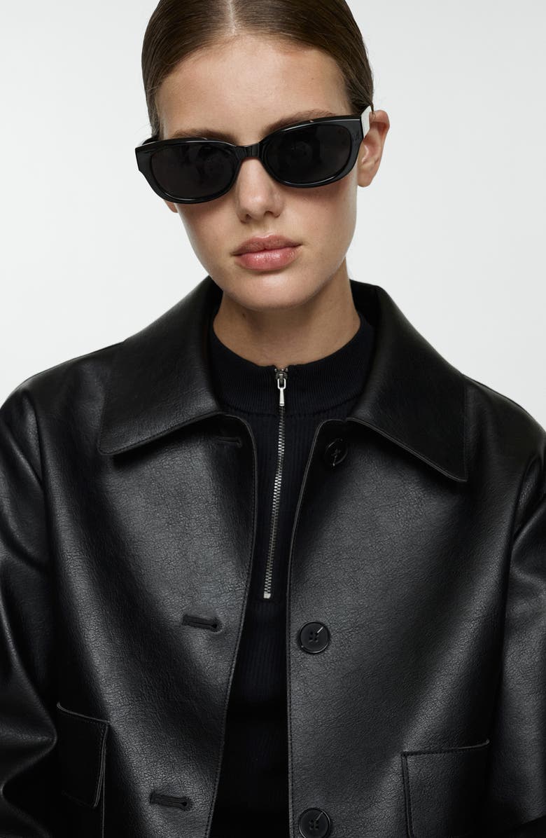 MANGO Sabina Faux Leather Jacket, Alternate, color, Black