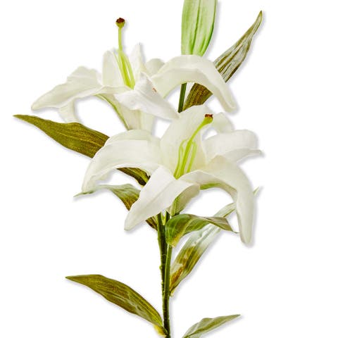 Soft Touch Faux Lily Stem White White Plastic Spring