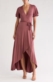 GO COUTURE Cascade Wrap Maxi Dress