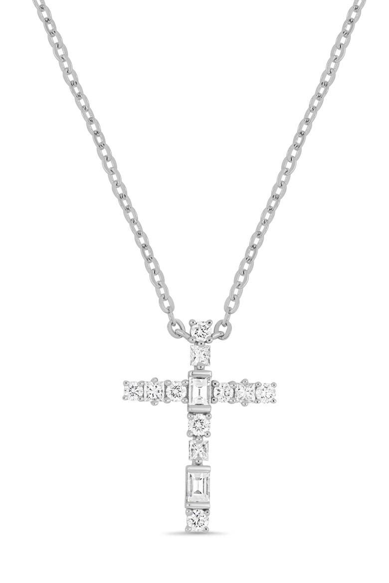 18K Gold Maya Diamond Cross Pendant Necklace (Online Trunk Show), Main, color, 18K WHITE GOLD/ DIAMOND