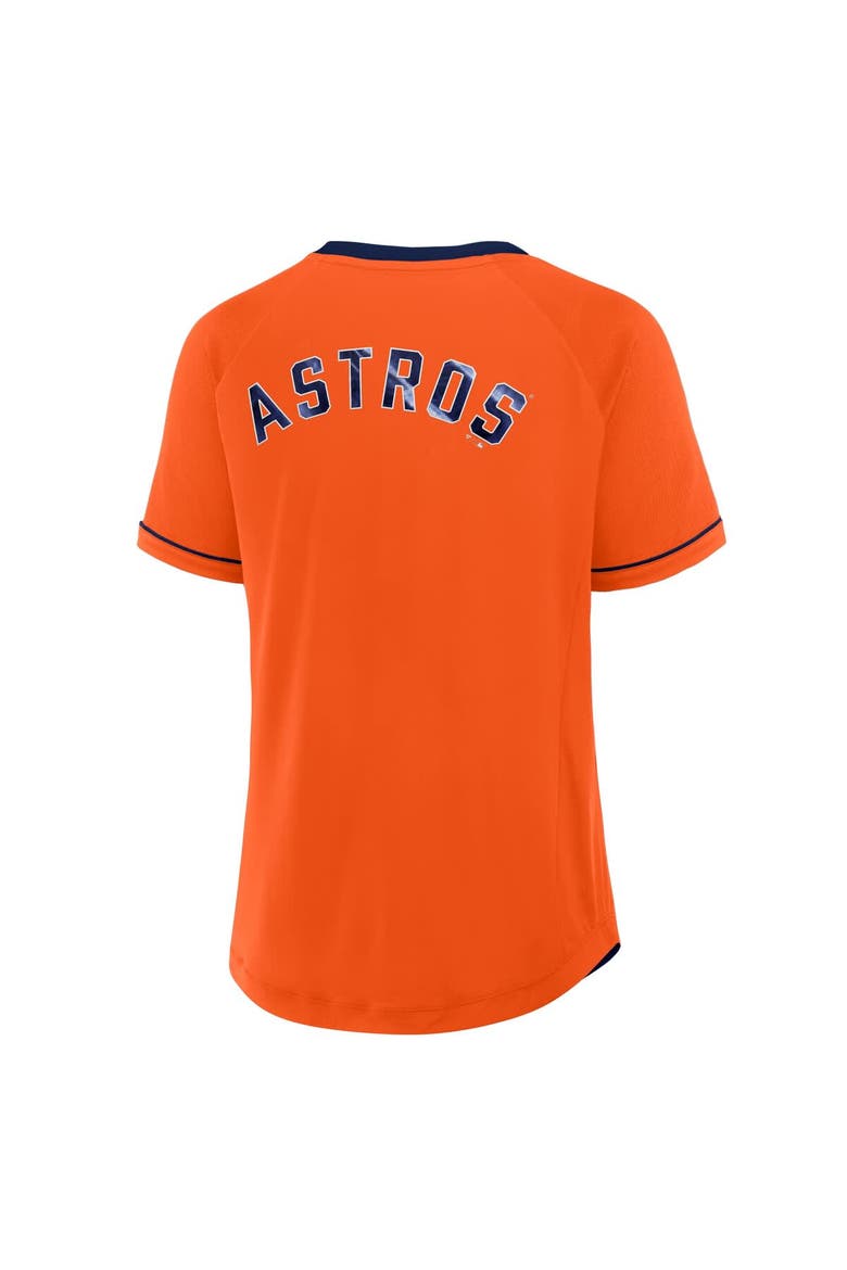 Women's Fanatics Orange Houston Astros Cooperstown Collection League Diva Raglan V-Neck T-Shirt, Alternate, color, Orange