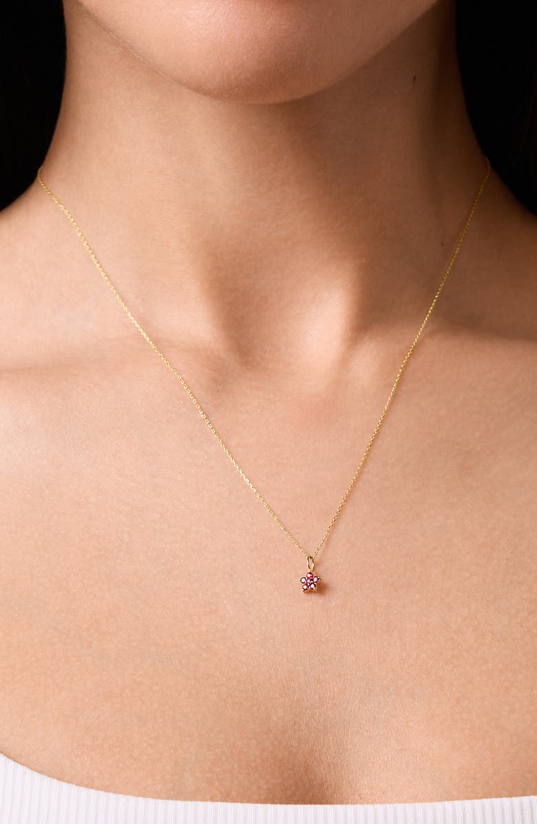 Bony Levy El Mar 18K Gold Gemstone Flower Pendant Necklace, Alternate, color, 18K Yellow Gold Ruby