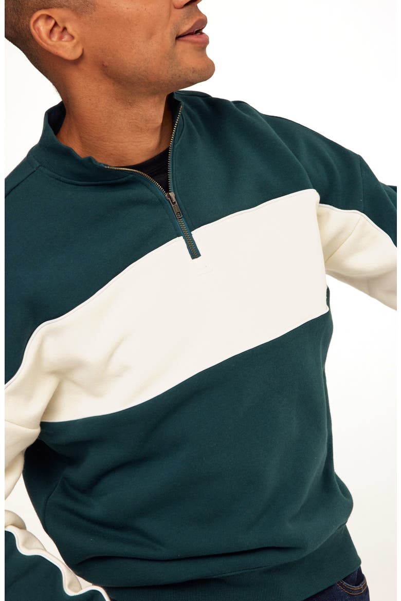 Angus Colorblock Half-Zip Fleece Sweatshirt, Alternate, color, SERRANO / ECRU