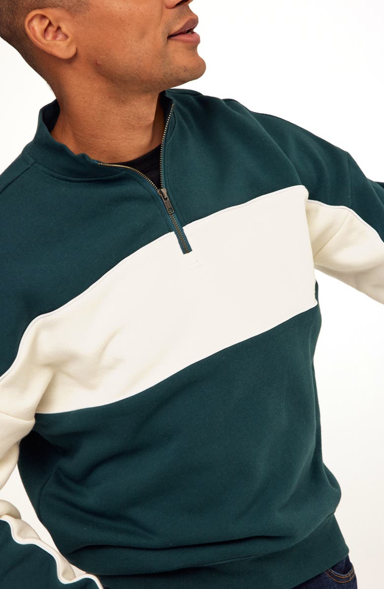 Threads 4 Thought Angus Colorblock Half-Zip Fleece Sweatshirt, Alternate, color, Serrano / Ecru