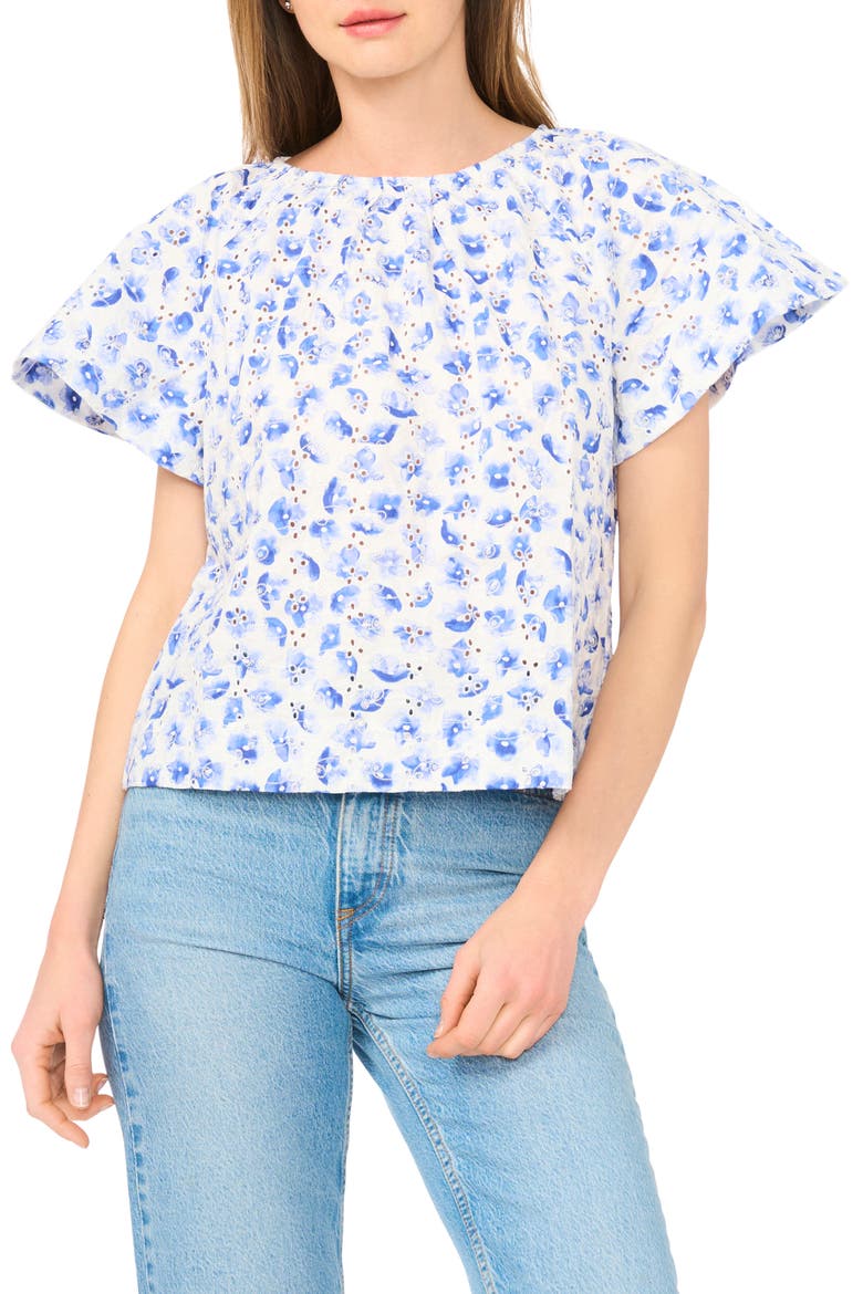 Tassel Tie Cotton Poplin Top, Main, color, BELLFLOWER BLUE