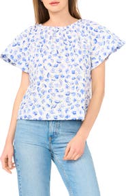 CeCe Tassel Tie Cotton Poplin Top