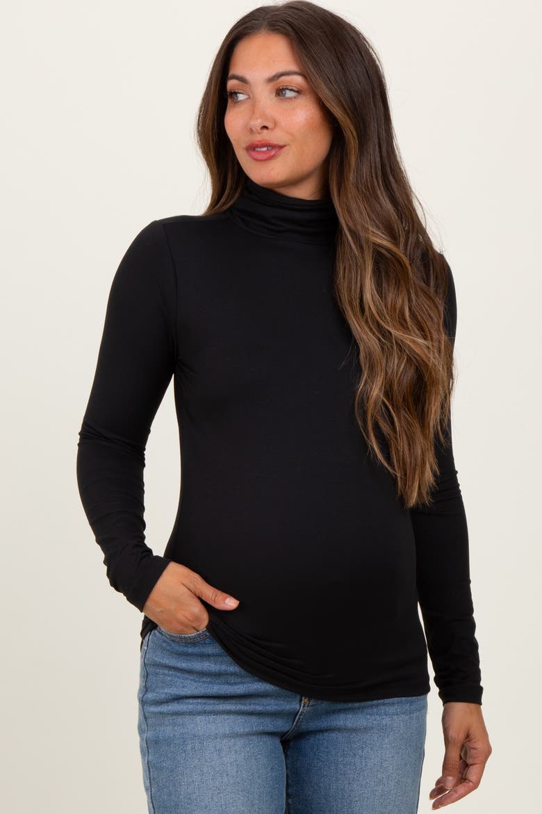 Brushed Knit Basic Turtleneck Top, Main, color, Black