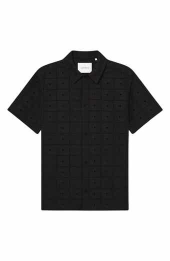 Les Deux Hector Broderie Anglaise Short Sleeve Button-Up Shirt