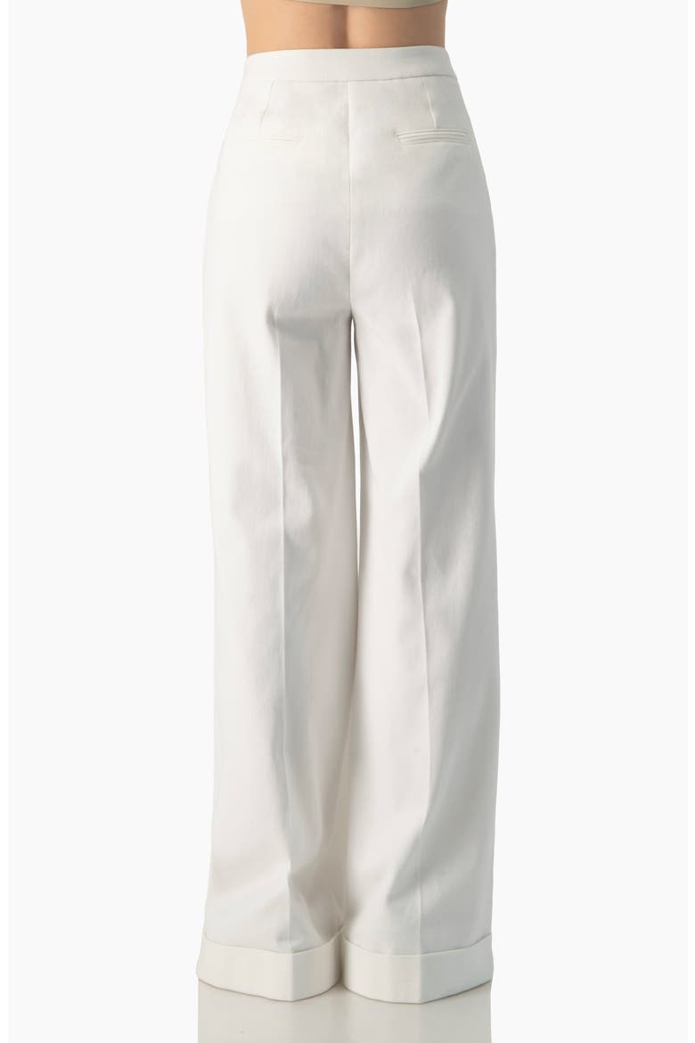 Elegant High-Rise Wide-Leg Cuffed Tailored Trousers, Alternate, color, White