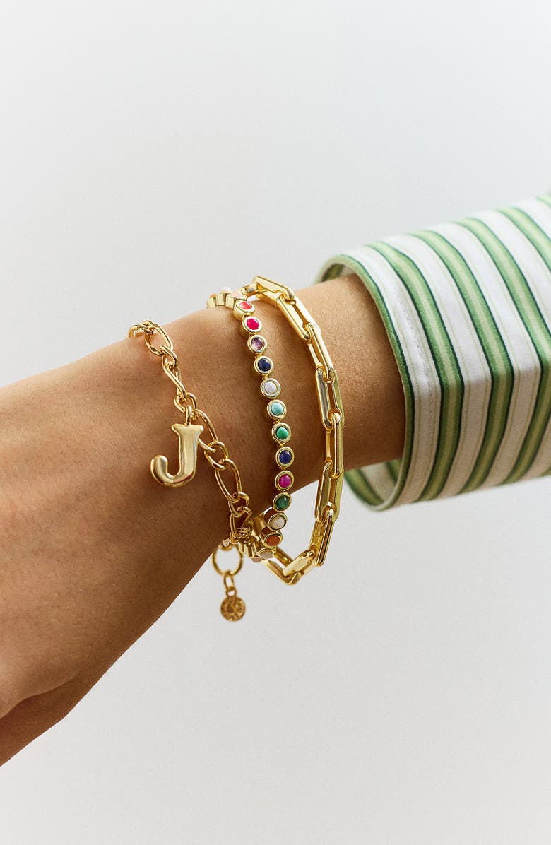 BaubleBar Annika Initial Bracelet, Alternate, color, Gold - B