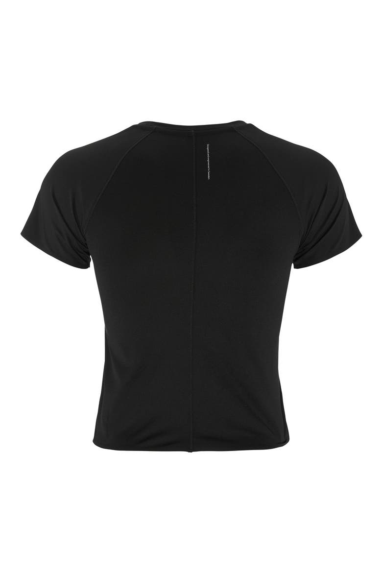 Crewneck Cropped Running T-Shirt, Alternate, color, BLACK