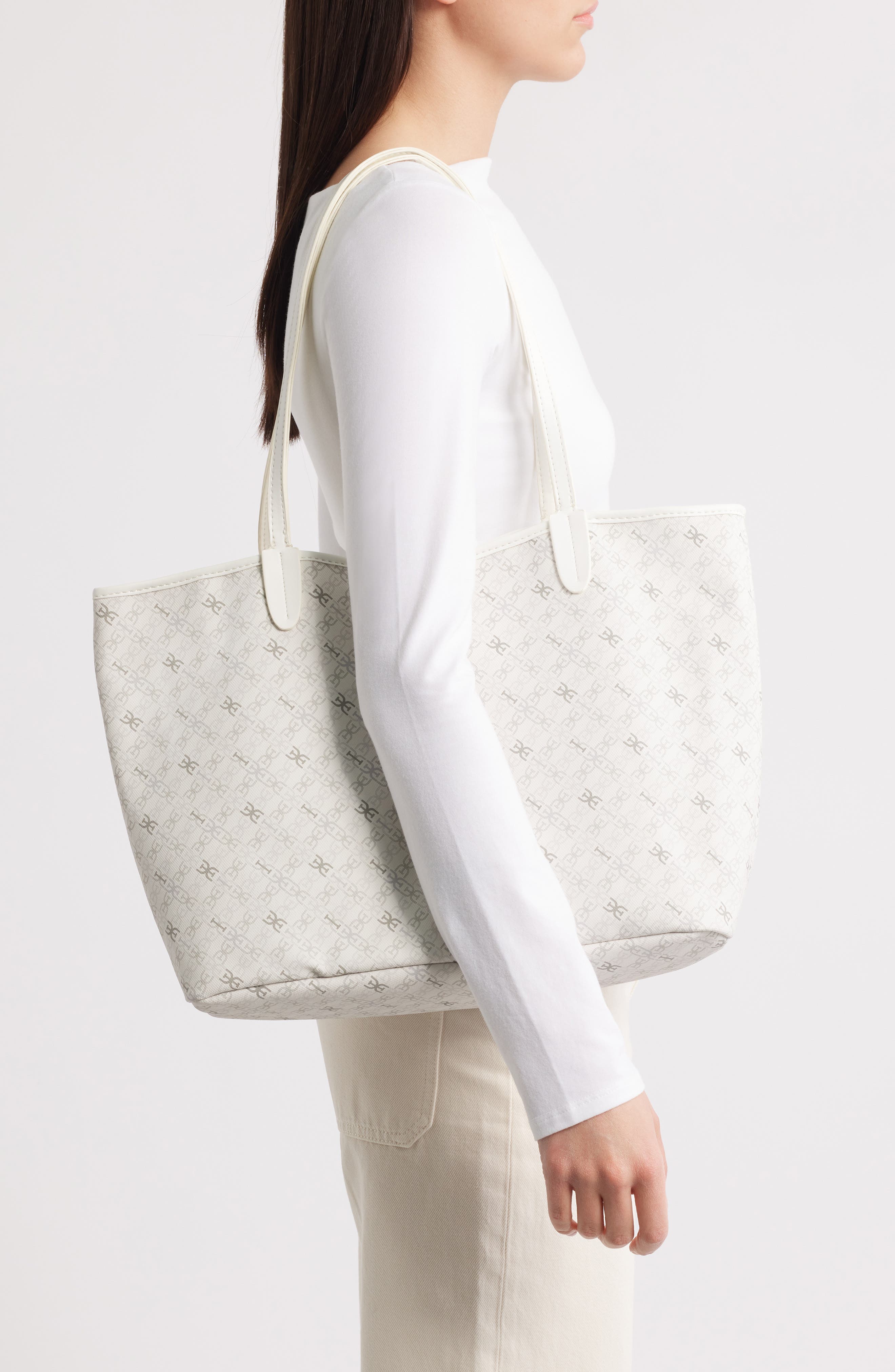 Medium Harper Monogram Shopper Tote, Alternate, color, EGGSHELL