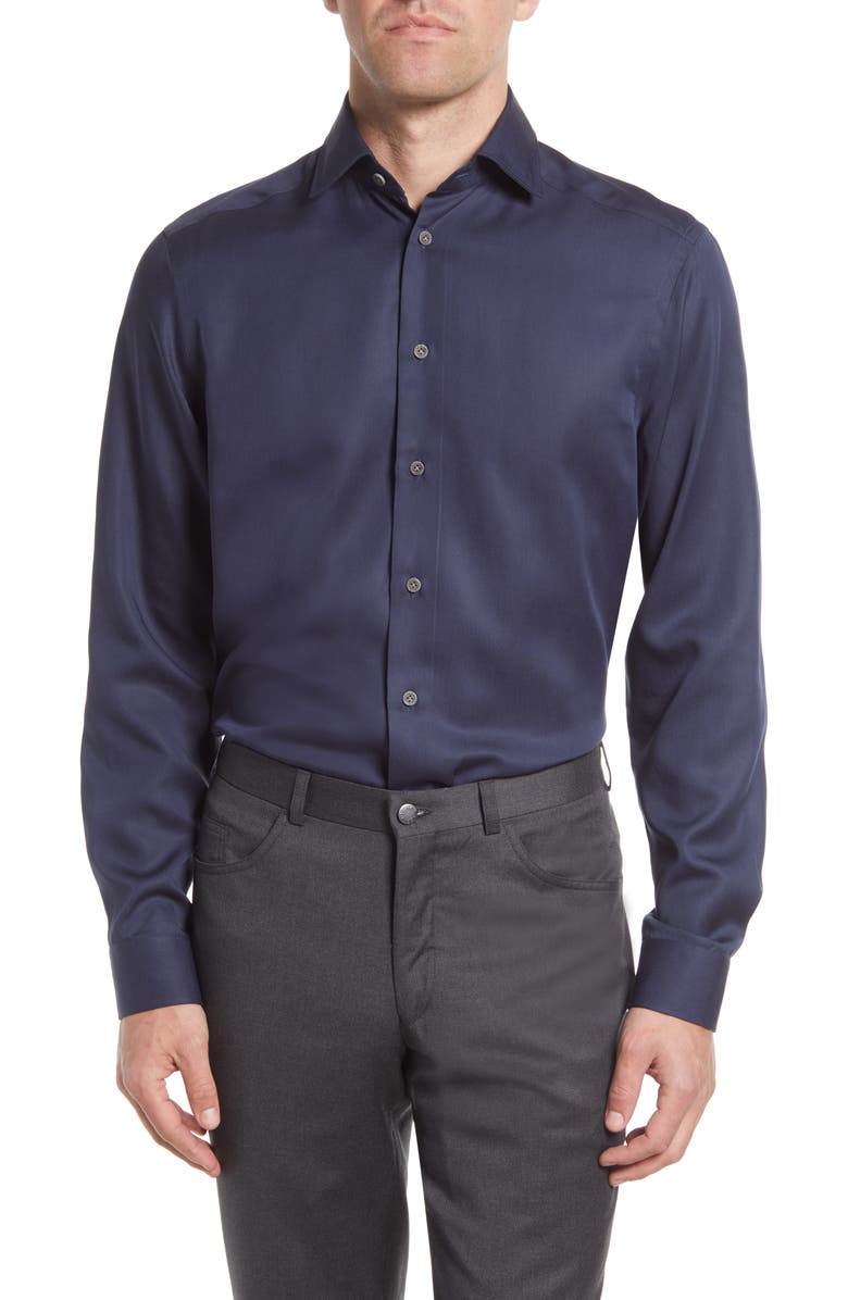 Jack Victor Chambray Button-Up Shirt, Main, color, Navy