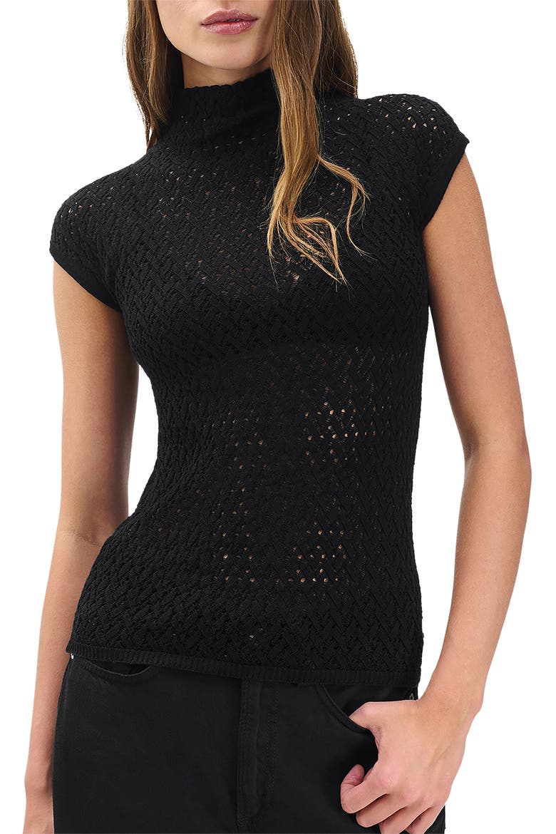 Tana Cap Sleeve Sweater, Alternate, color, BLACK