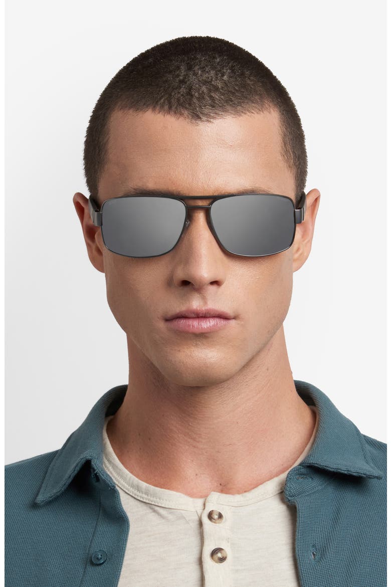 62mm Oversize Polarized Navigator Sunglasses, Alternate, color, DARK RUTHENIUM/ GREY POLAR