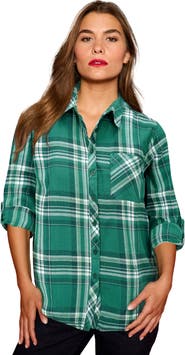 Roaman's Classic Plaid Button Front Shirt