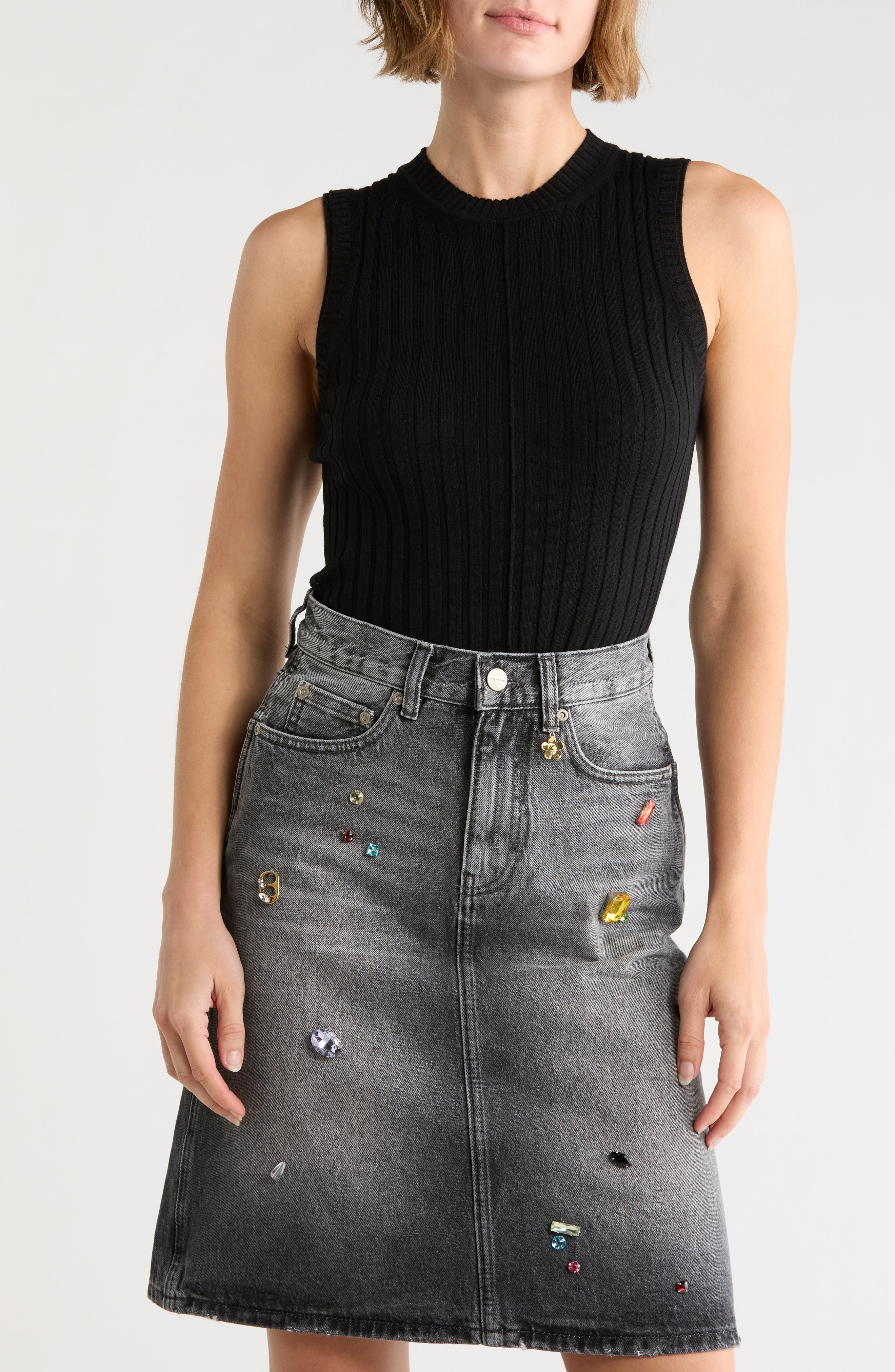 Wool Fine Ribbed Sweater Tank