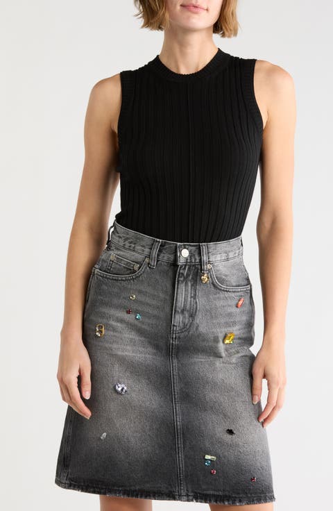 Wool Fine Ribbed Sweater Tank