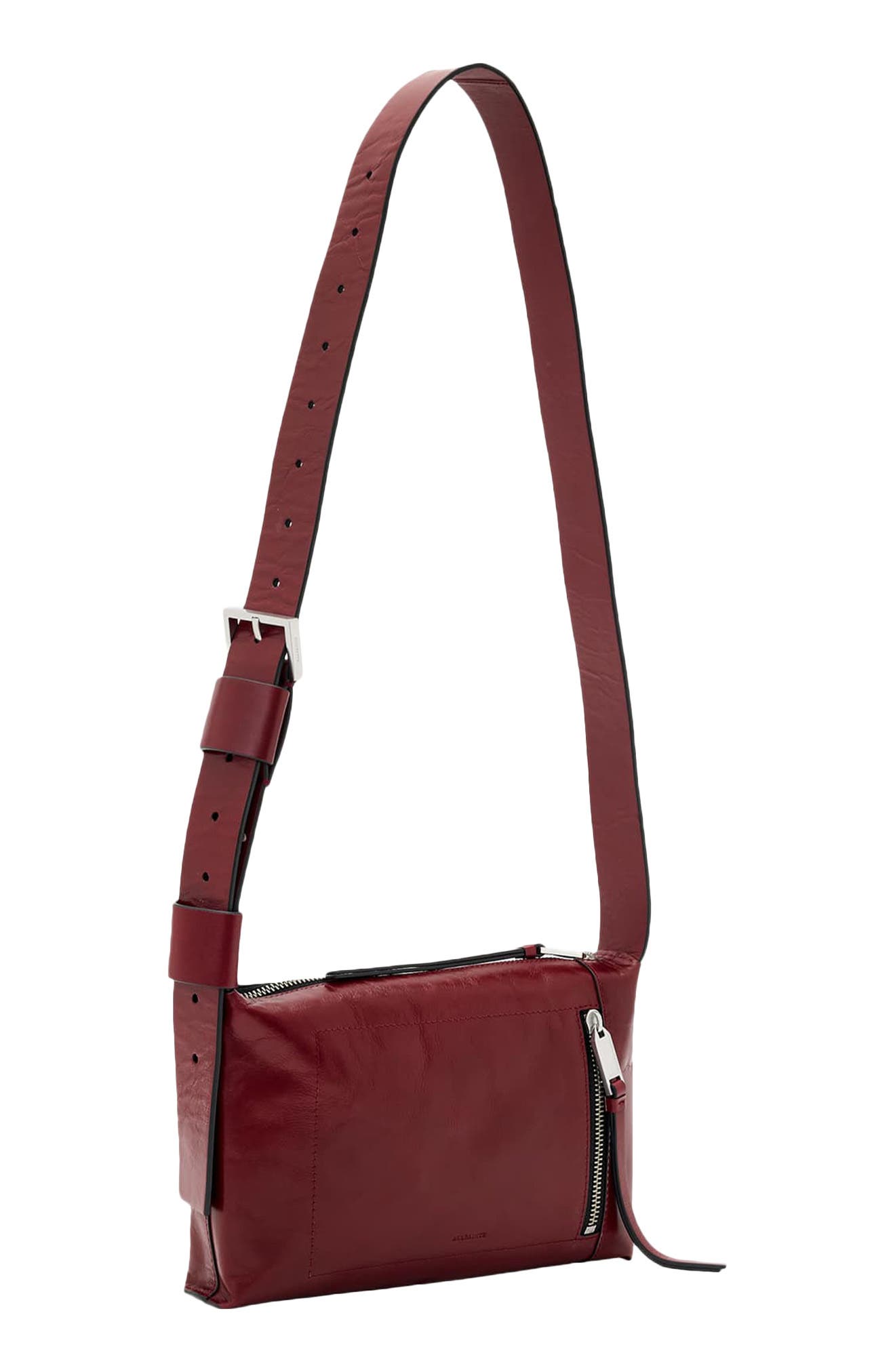 Alba Shine Leather Crossbody Bag, Alternate, color, GARNET RED