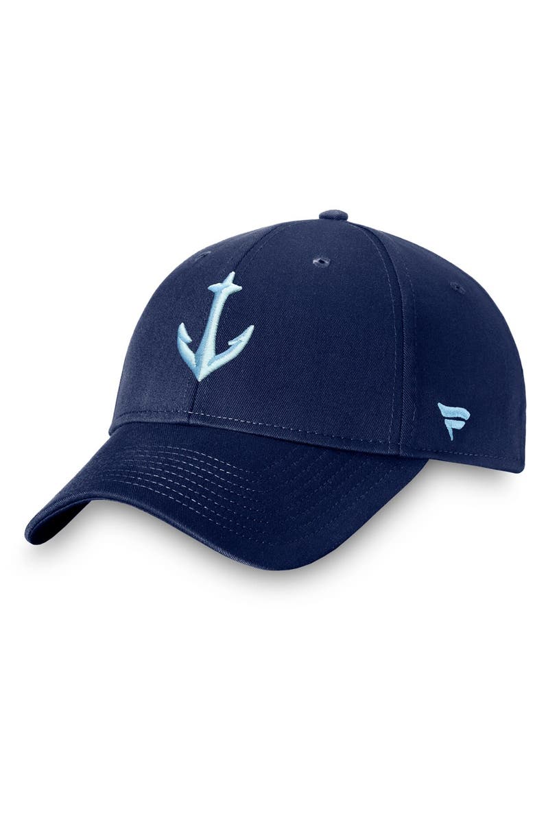FANATICS Men's Fanatics Branded Deep Sea Blue Seattle Kraken Core Secondary Logo Adjustable Hat, Main, color, Navy
